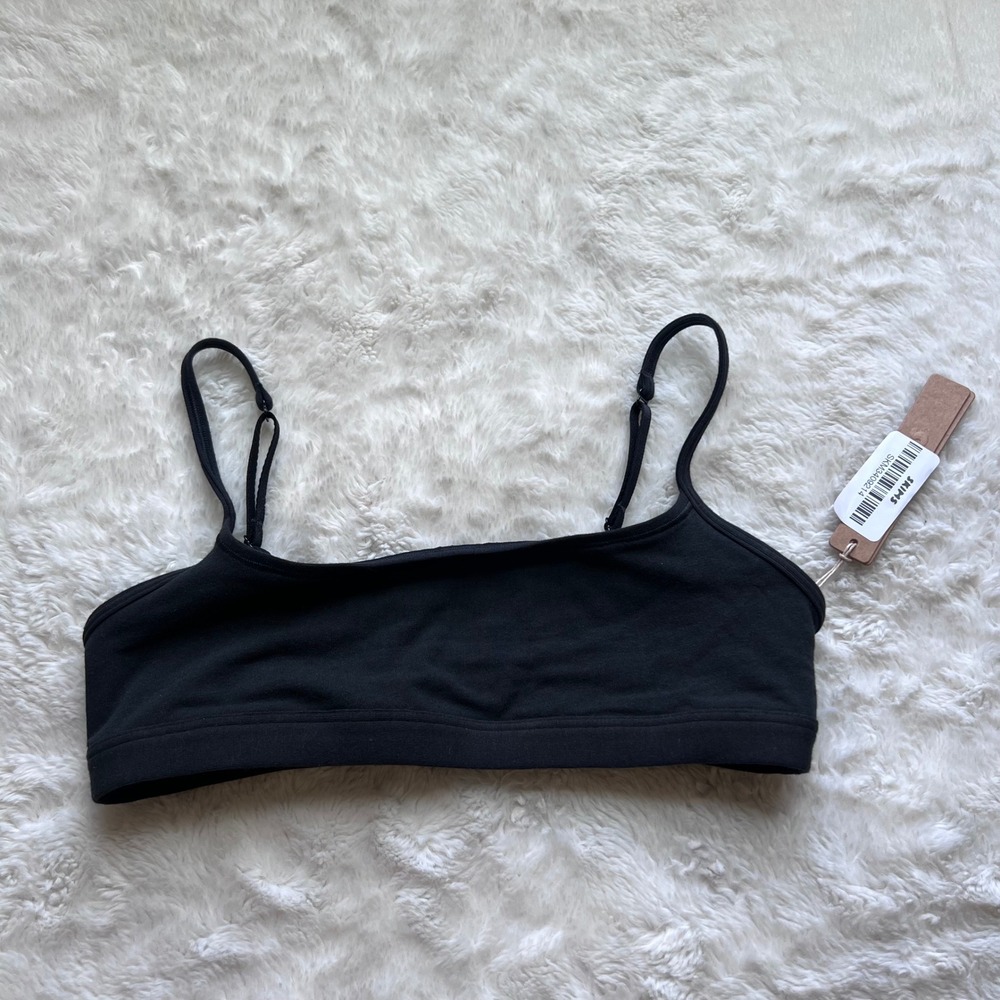 SKIMS Womens Everyday Cotton Scoop Bralette Onyx Black Size XS BR-BRL-10643W NWT